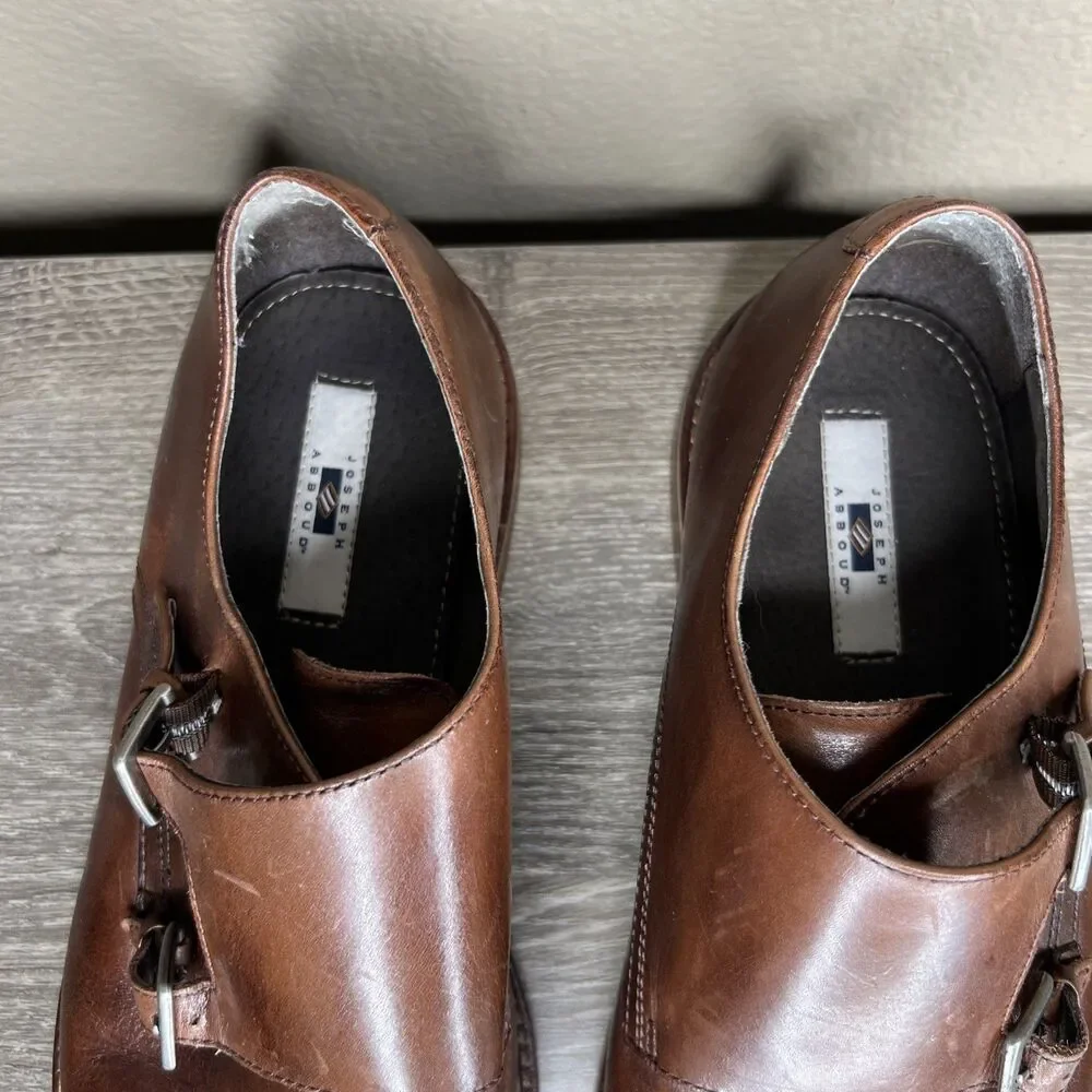 Joseph Abboud Men’s Brown Leather Double Monk Strap Shoe 11 Glenn